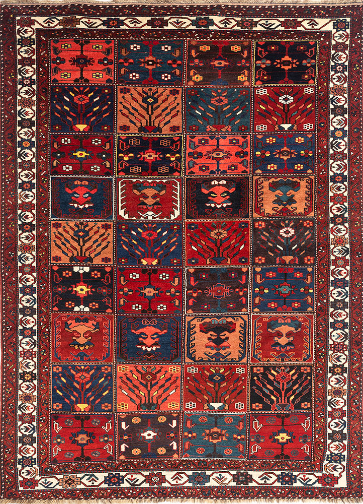 aalam red and orange wool hand knotted Rug - HeadShot