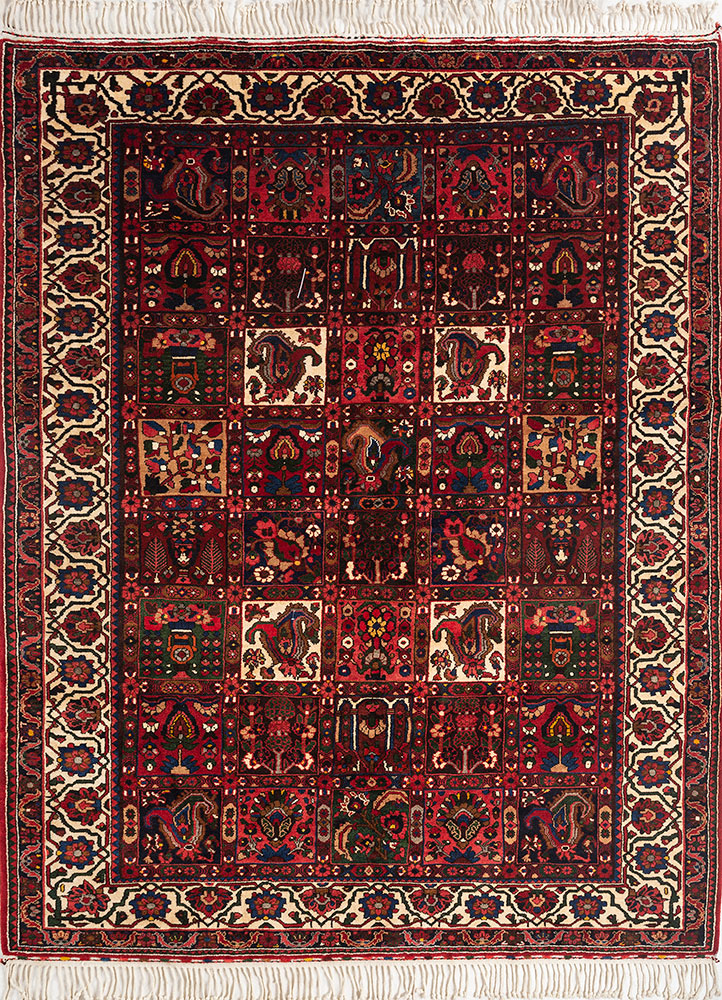 aalam red and orange wool hand knotted Rug - HeadShot