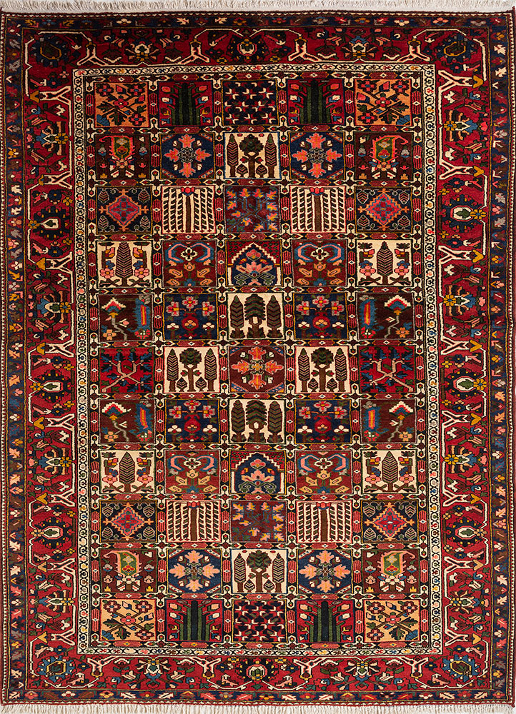 aalam red and orange wool hand knotted Rug - HeadShot