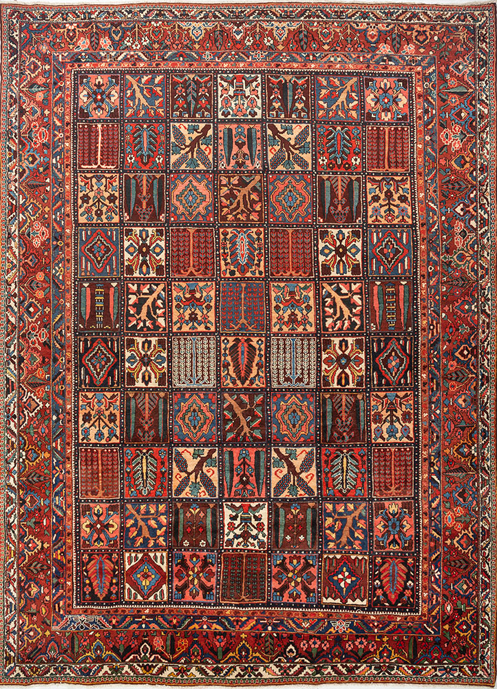 aalam red and orange wool hand knotted Rug - HeadShot