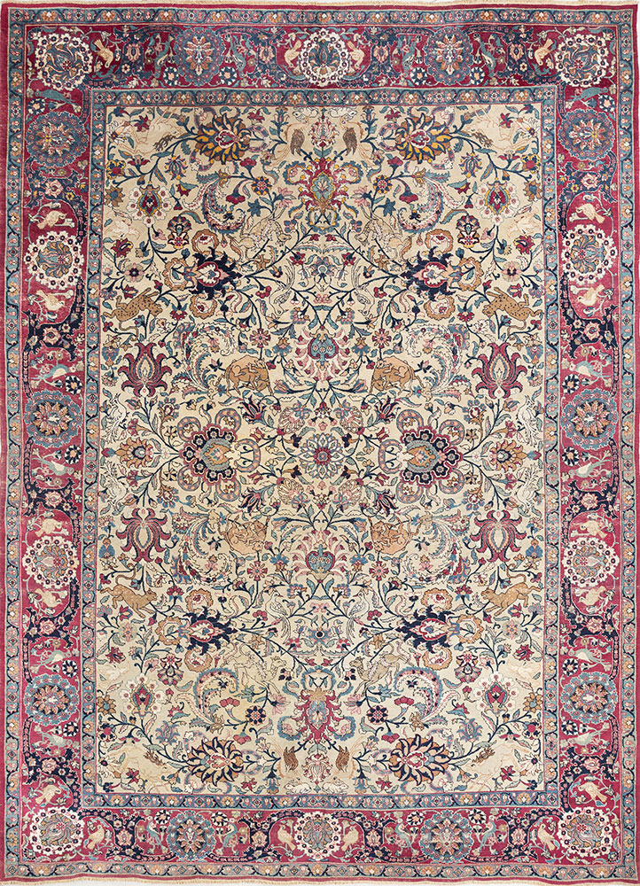 aalam ivory wool hand knotted Rug - HeadShot