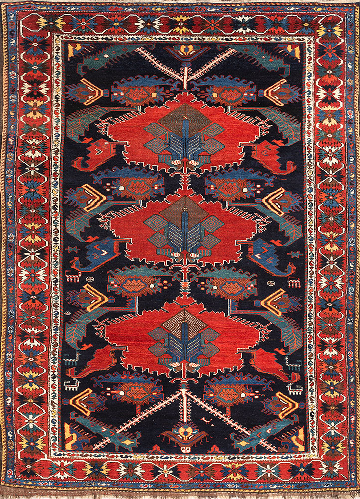 kiaan blue wool hand knotted Rug - HeadShot