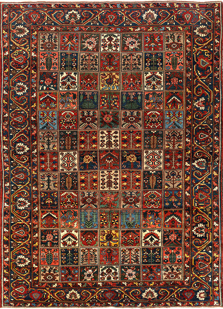 aalam blue wool hand knotted Rug - HeadShot