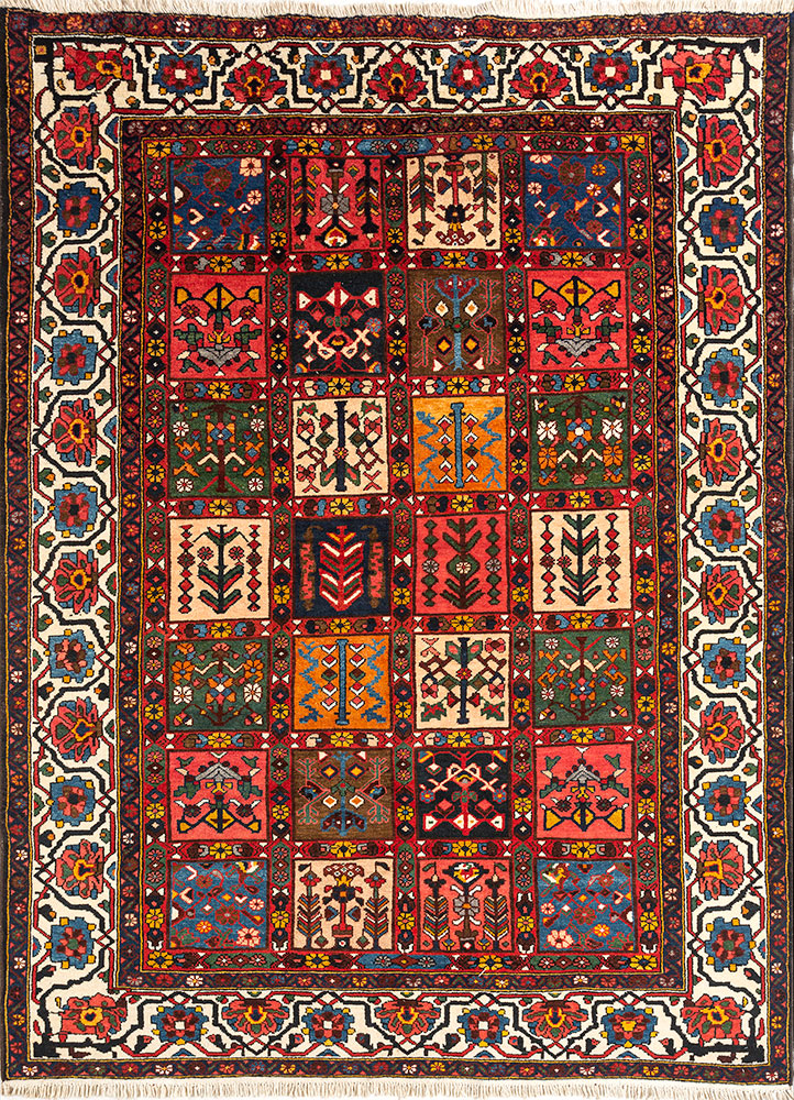 aalam green wool hand knotted Rug - HeadShot