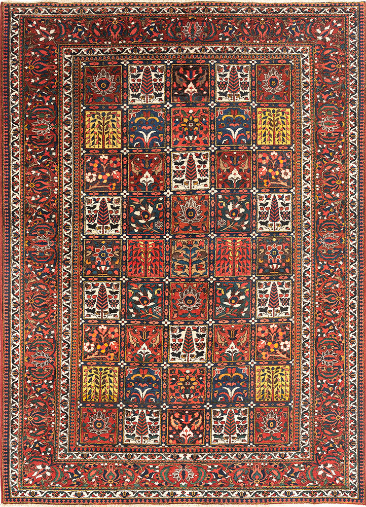 aalam red and orange wool hand knotted Rug - HeadShot