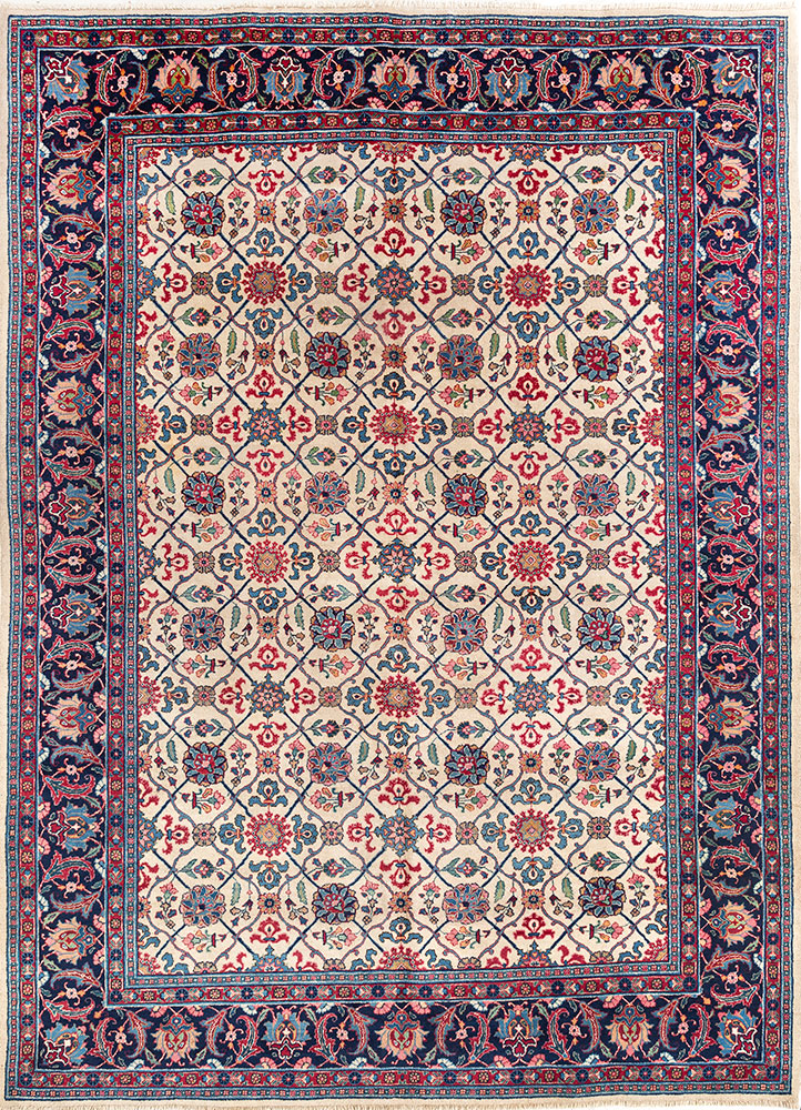 aalam ivory wool hand knotted Rug - HeadShot
