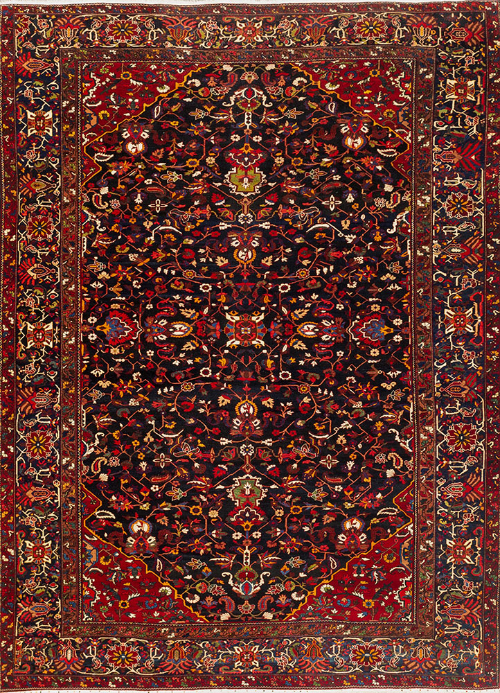 aalam grey and black wool hand knotted Rug - HeadShot