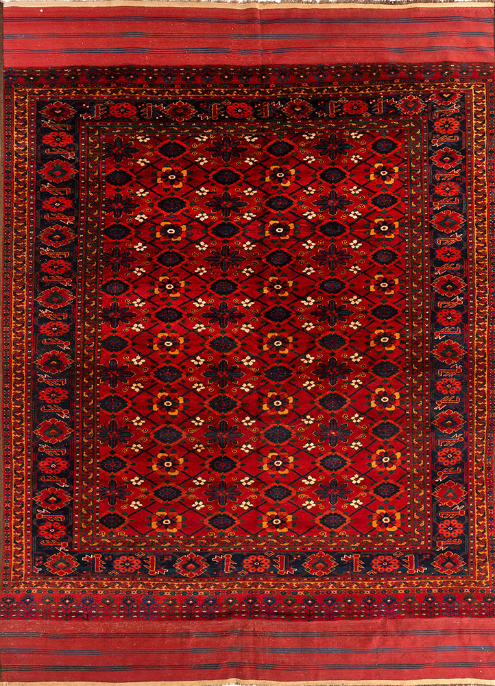 kiaan red and orange wool hand knotted Rug - HeadShot