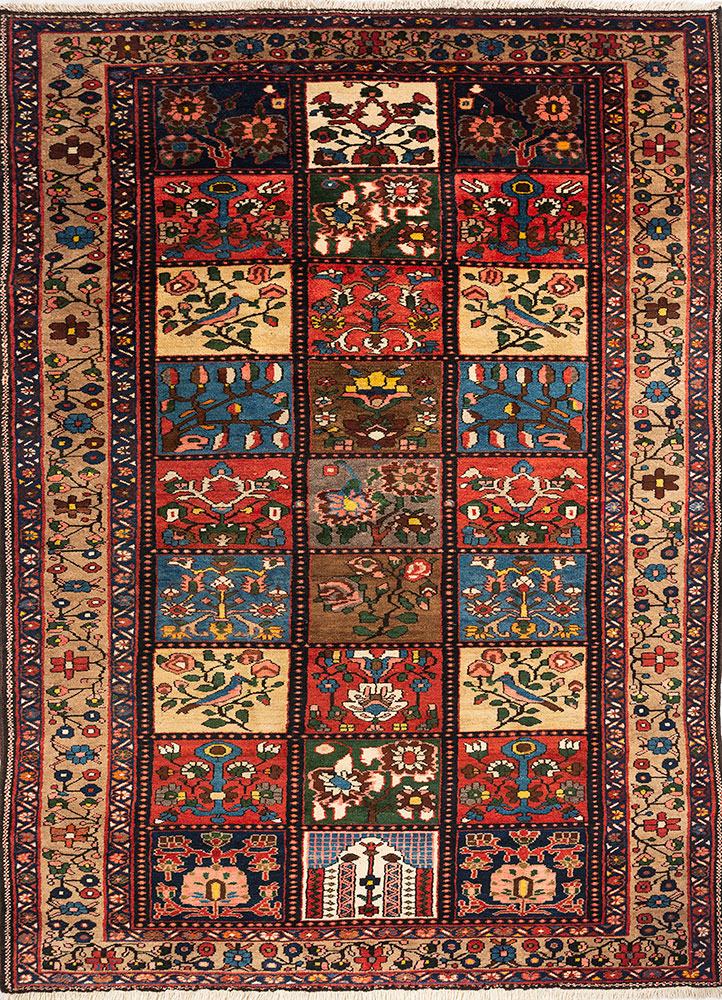 aalam red and orange wool hand knotted Rug - HeadShot