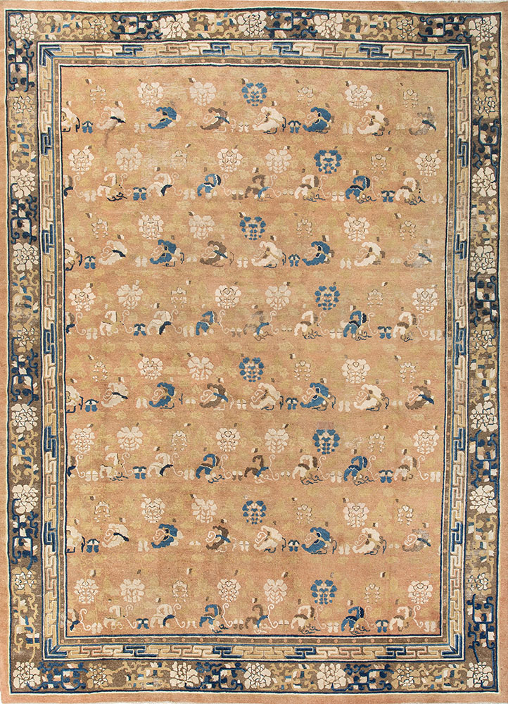 aalam gold wool hand knotted Rug - HeadShot