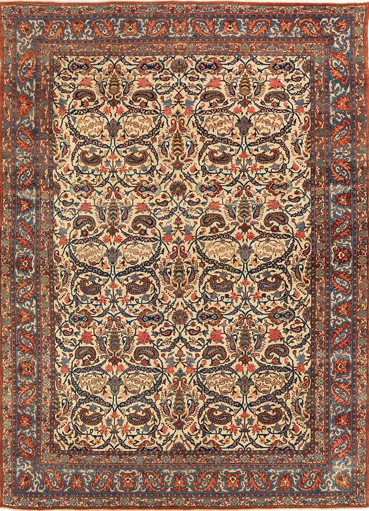 aalam ivory wool hand knotted Rug - HeadShot