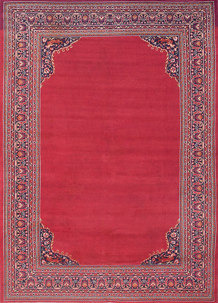 aalam pink and purple wool hand knotted Rug - HeadShot