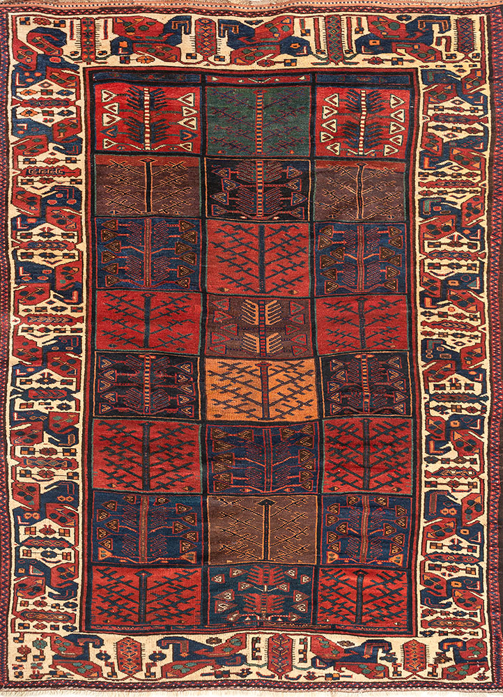 aalam red and orange wool hand knotted Rug - HeadShot