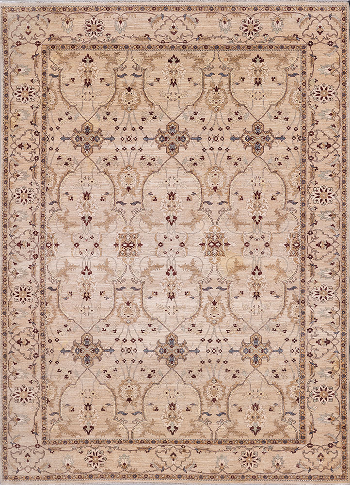 aalam red and orange wool hand knotted Rug - HeadShot