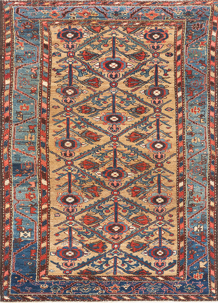 aalam beige and brown wool hand knotted Rug - HeadShot