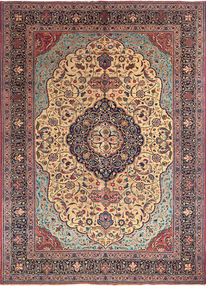 aalam gold wool hand knotted Rug - HeadShot