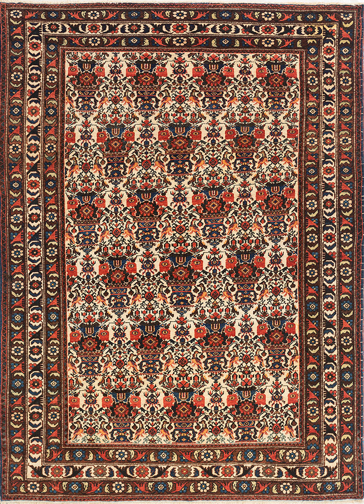 aalam ivory wool hand knotted Rug - HeadShot