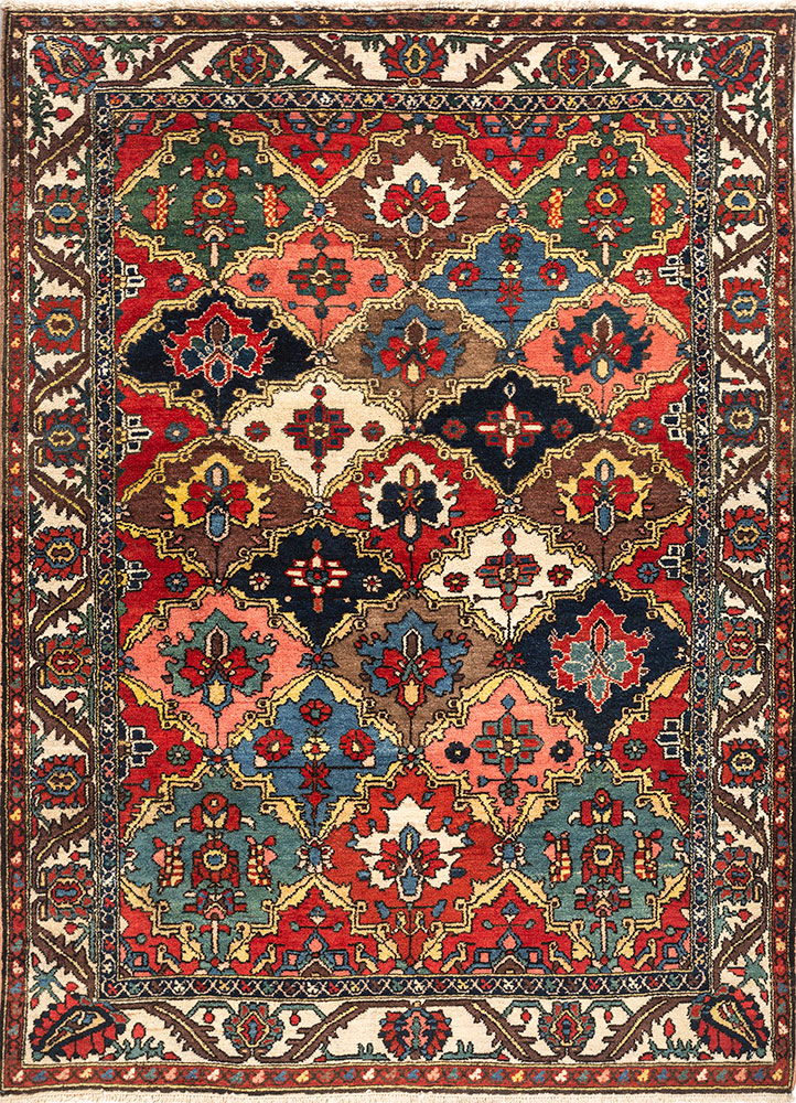 aalam blue wool hand knotted Rug - HeadShot