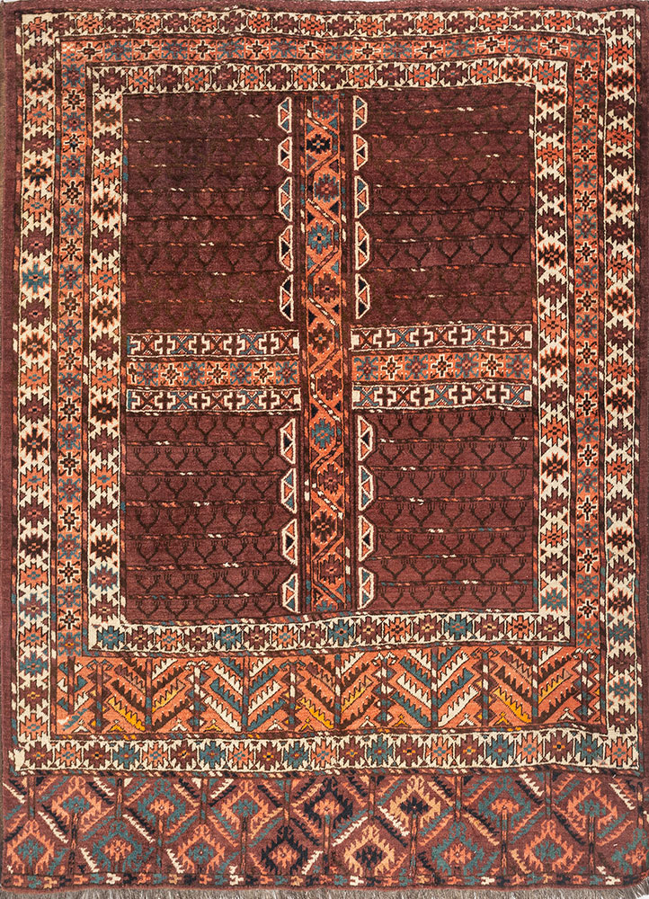 kiaan beige and brown wool hand knotted Rug - HeadShot