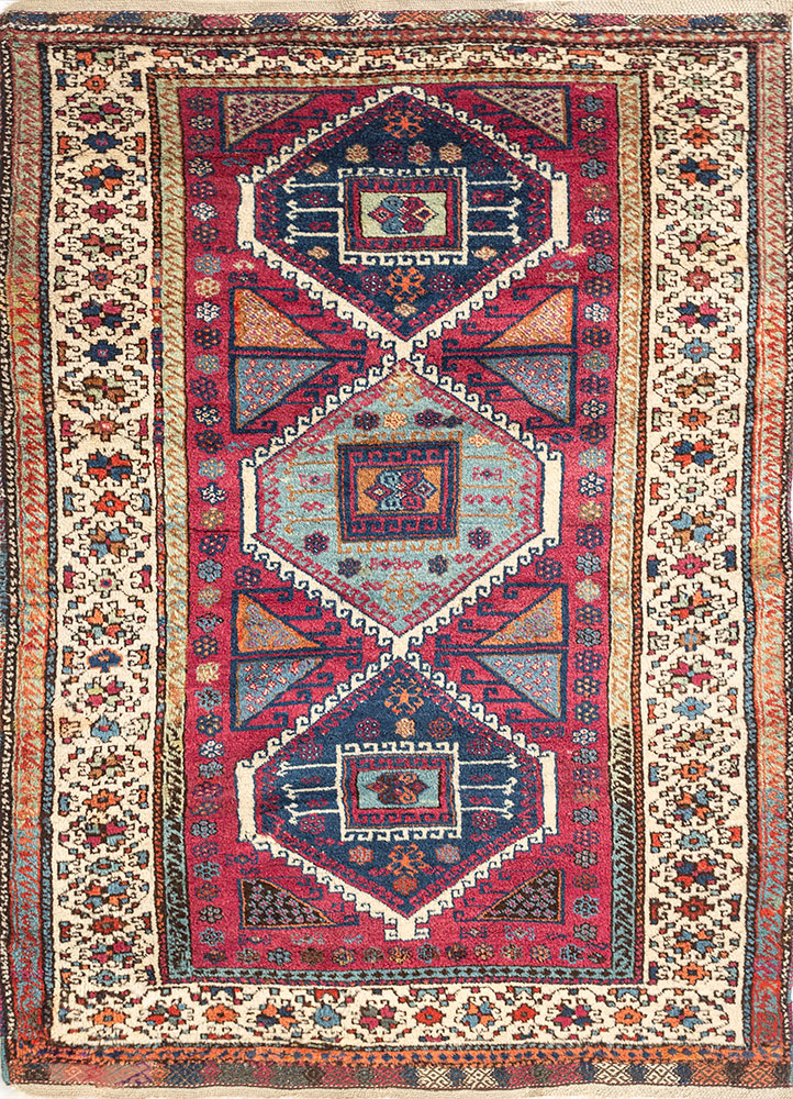 kiaan pink and purple wool hand knotted Rug - HeadShot