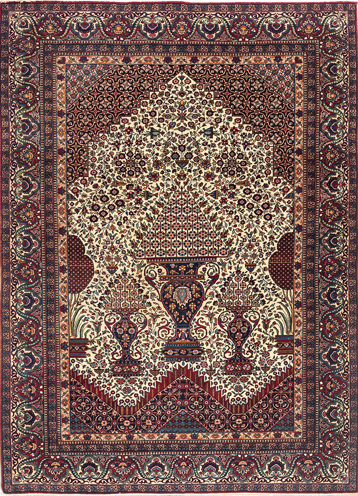 aalam ivory wool hand knotted Rug - HeadShot