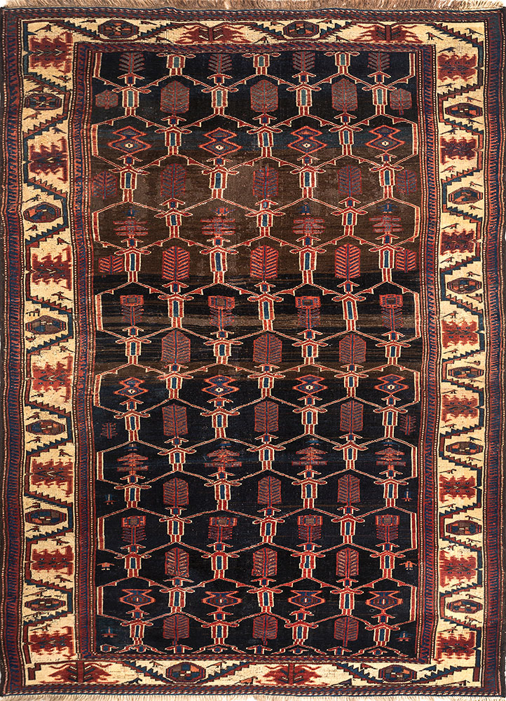 kiaan blue wool hand knotted Rug - HeadShot