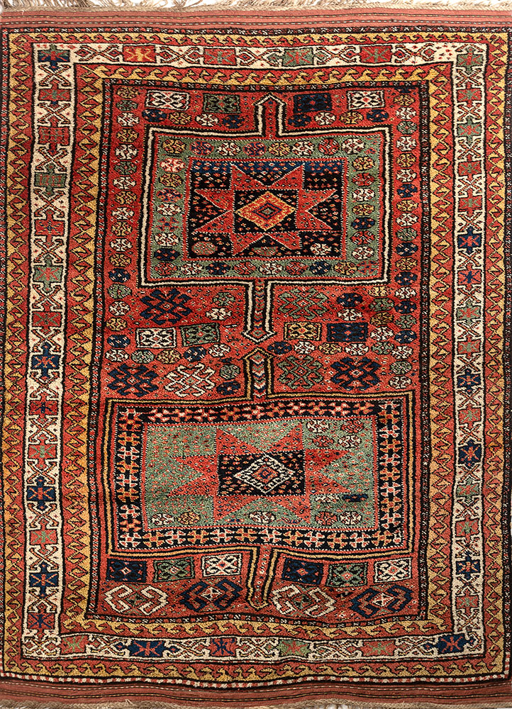 kiaan green wool hand knotted Rug - HeadShot