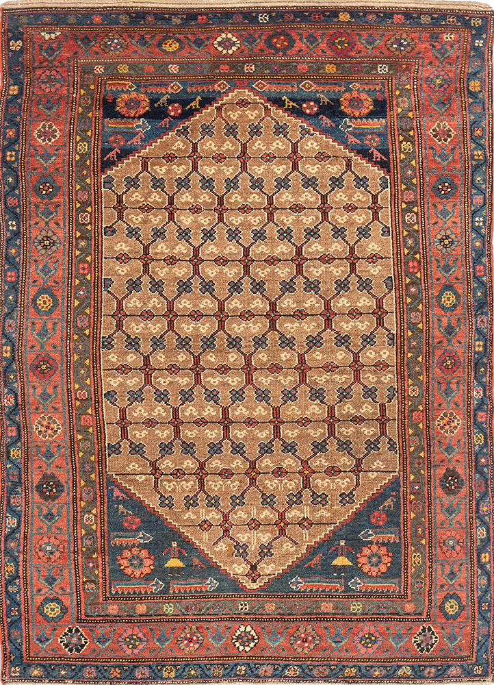 kiaan beige and brown wool hand knotted Rug - HeadShot