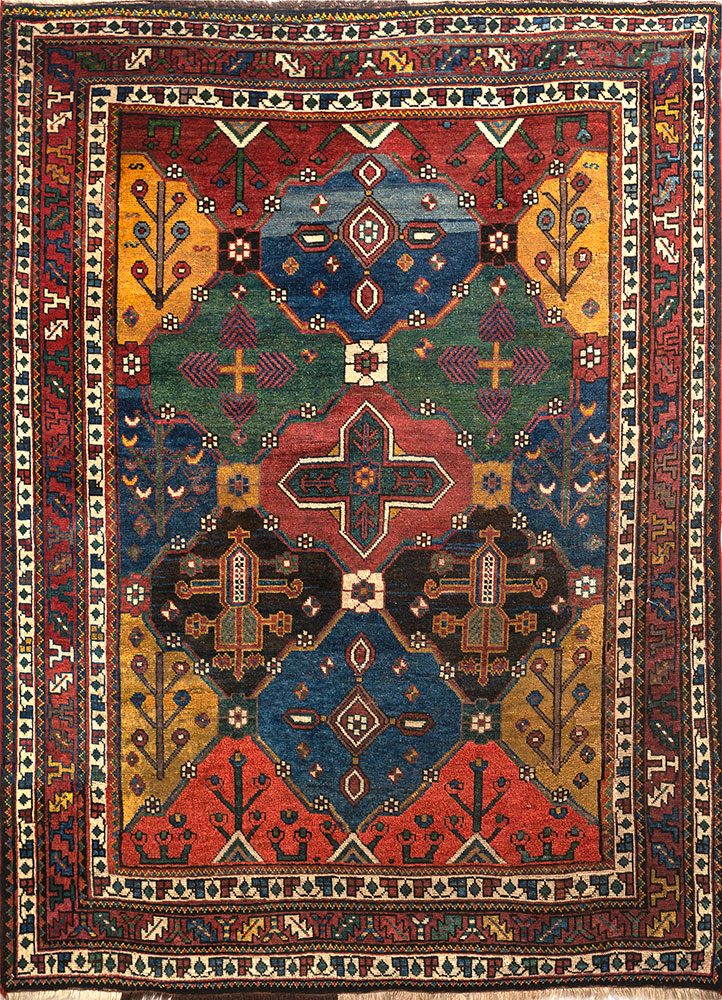 aalam blue wool hand knotted Rug - HeadShot