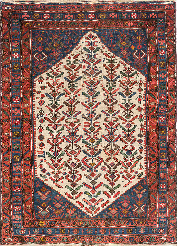 aalam ivory wool hand knotted Rug - HeadShot