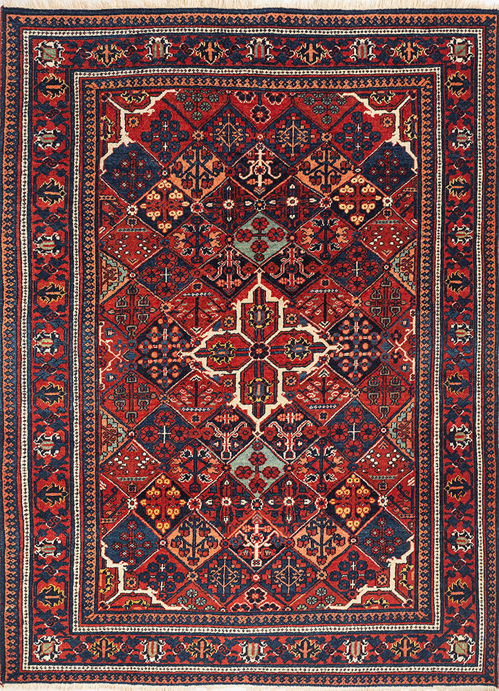 aalam red and orange wool hand knotted Rug - HeadShot