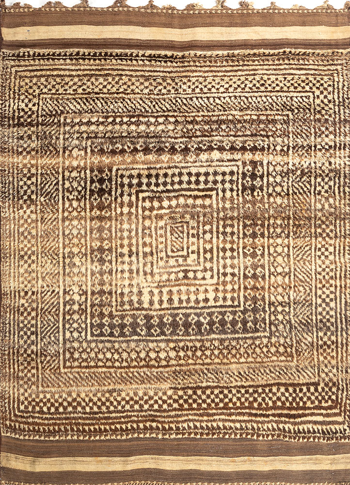 nuray beige and brown wool hand knotted Rug - HeadShot