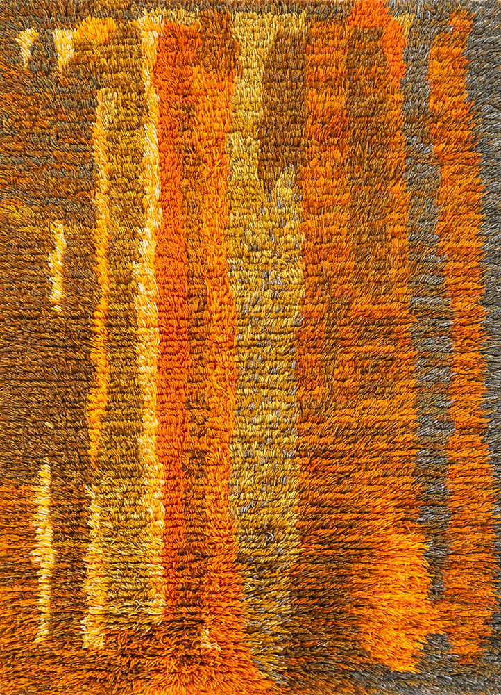 zuri red and orange wool hand knotted Rug - HeadShot