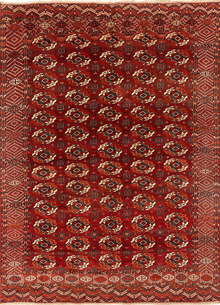 kiaan red and orange wool hand knotted Rug - HeadShot