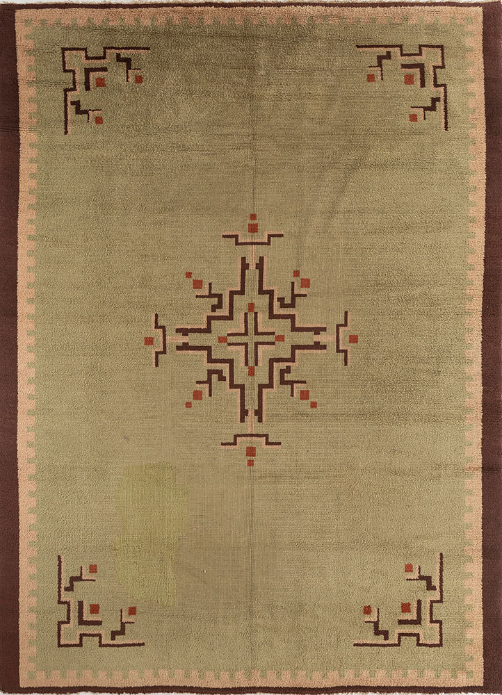nuray green wool hand knotted Rug - HeadShot
