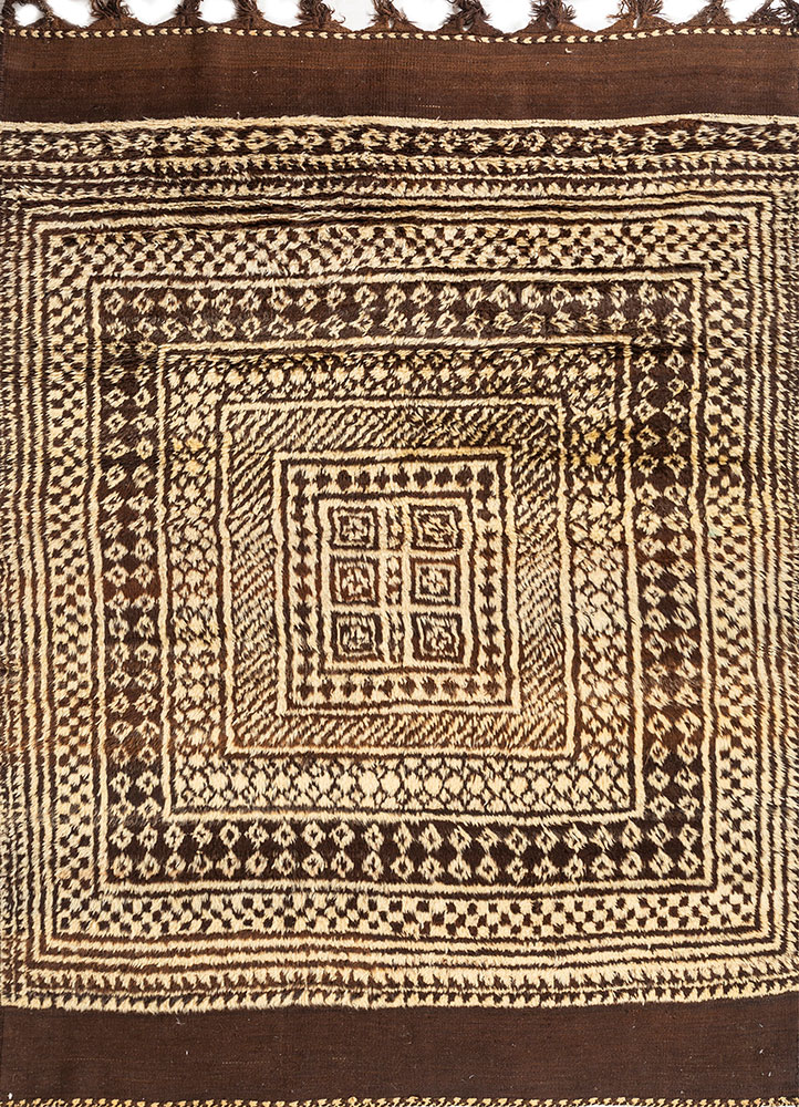 zuri beige and brown wool hand knotted Rug - HeadShot
