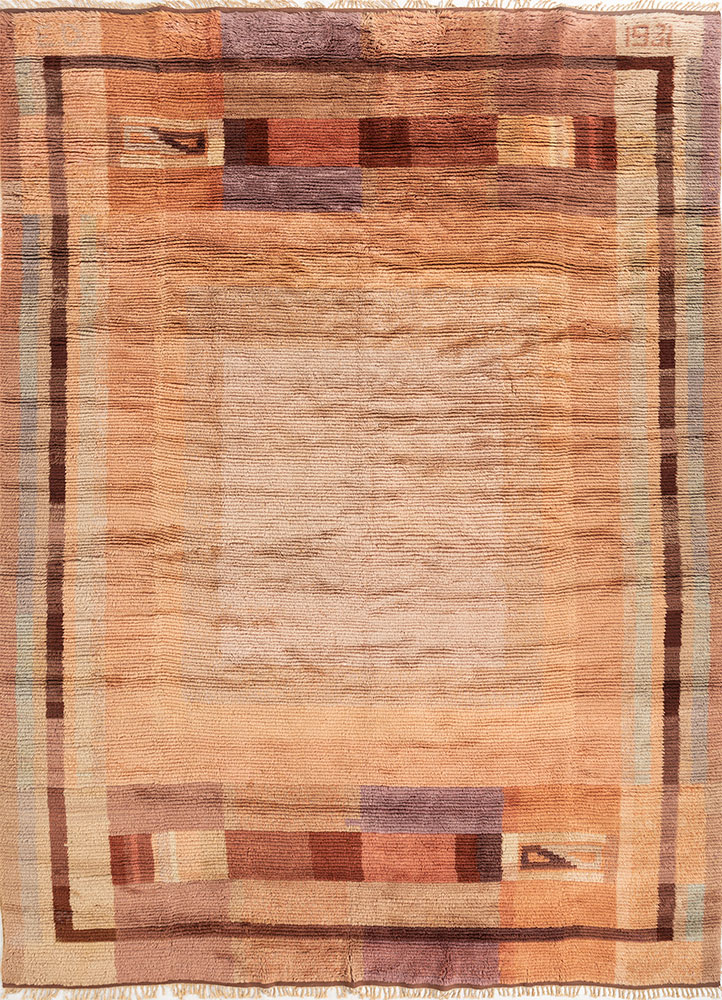 zuri red and orange wool hand knotted Rug - HeadShot