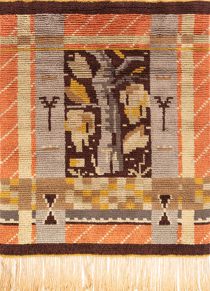 zuri beige and brown wool hand knotted Rug - HeadShot
