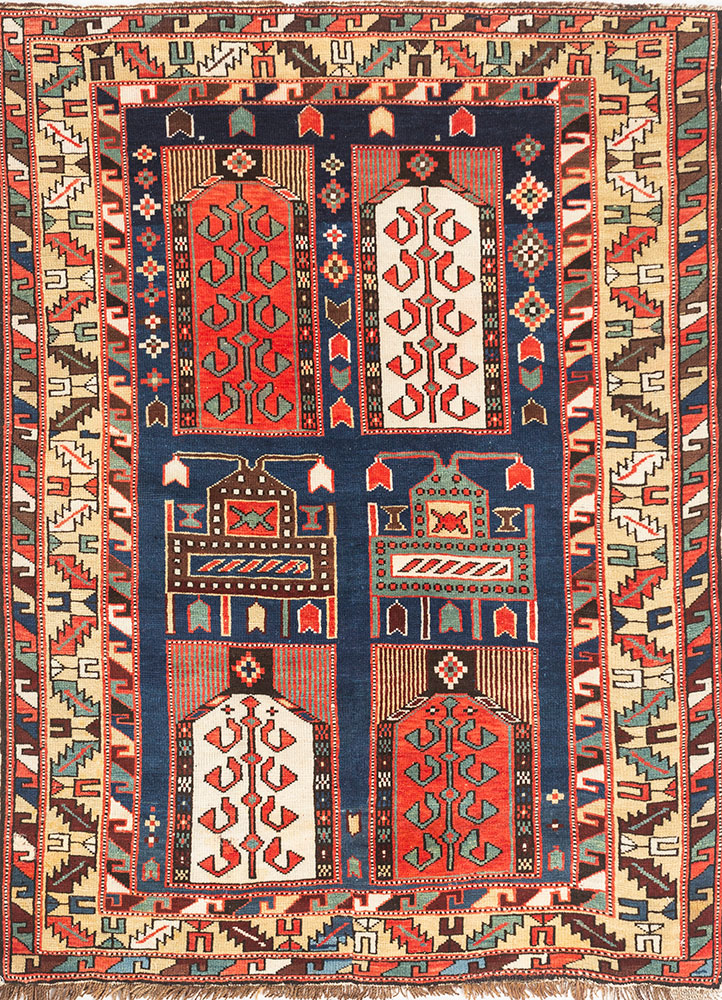 kiaan blue wool hand knotted Rug - HeadShot