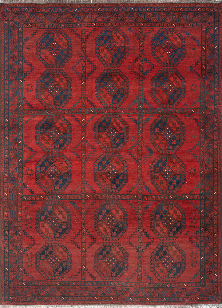 kiaan red and orange wool hand knotted Rug - HeadShot