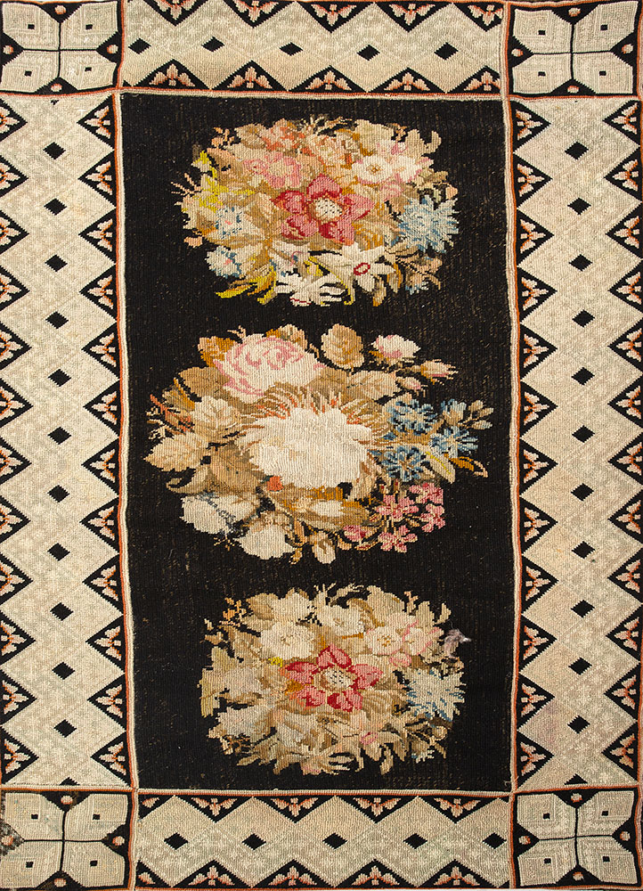 pechino grey and black wool hand knotted Rug - HeadShot