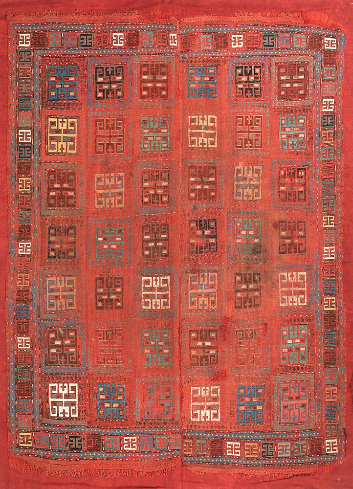 nayaab red and orange wool flat weaves Rug - HeadShot