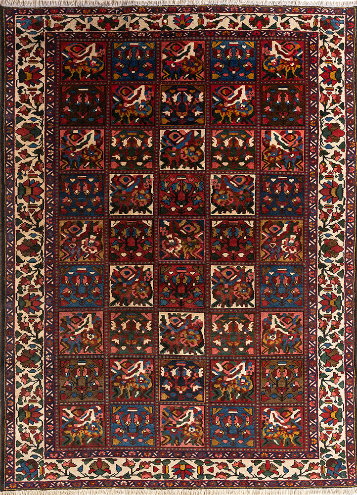 aalam red and orange wool hand knotted Rug - HeadShot