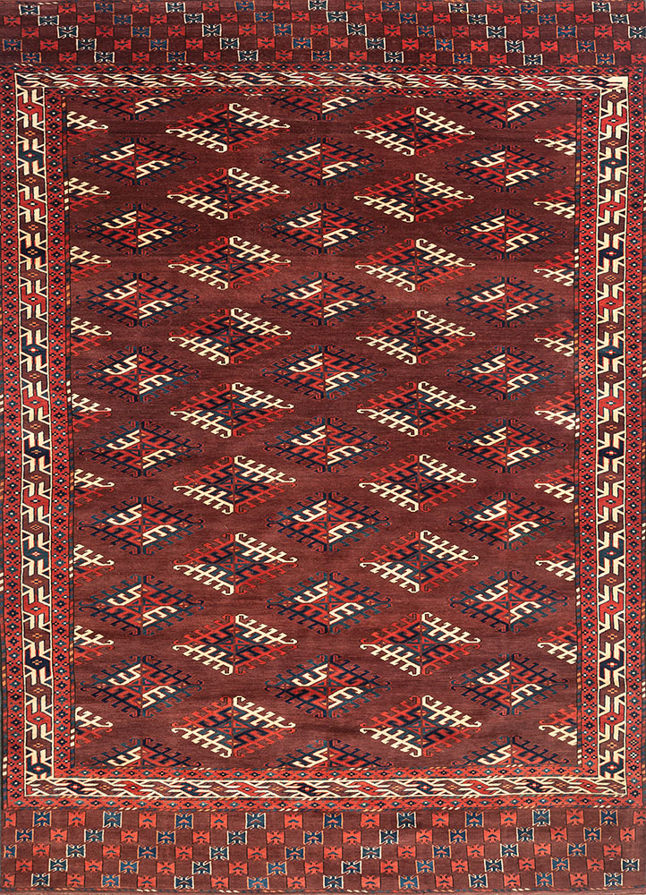 kiaan red and orange wool hand knotted Rug - HeadShot