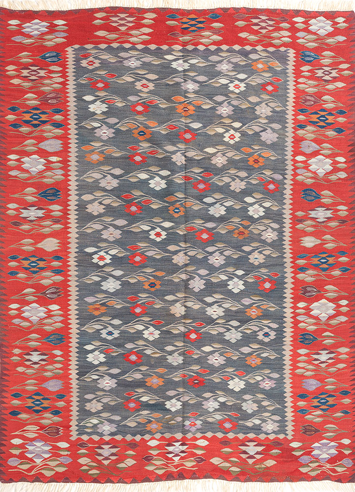 nayaab blue wool flat weaves Rug - HeadShot