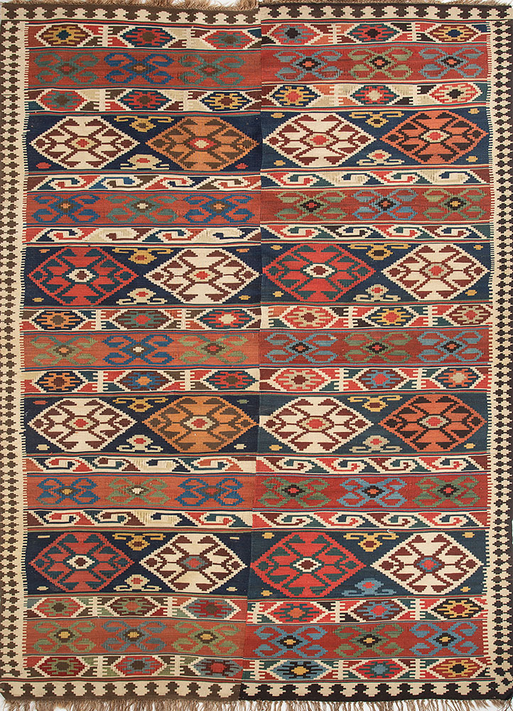 nayaab blue wool flat weaves Rug - HeadShot
