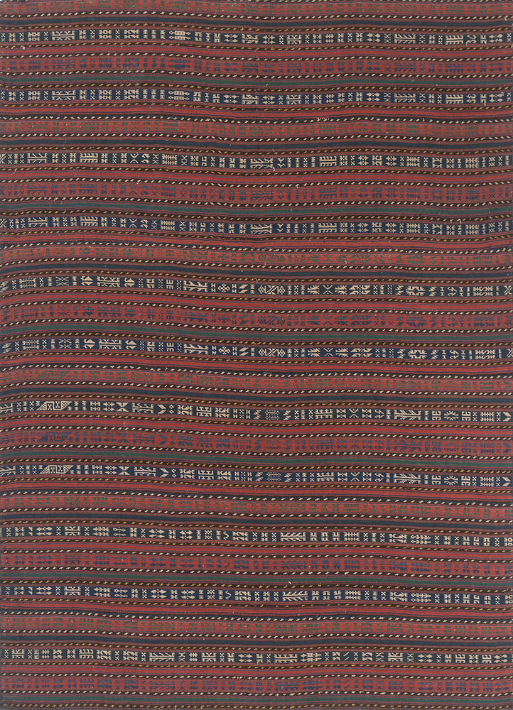 nayaab pink and purple wool flat weaves Rug - HeadShot