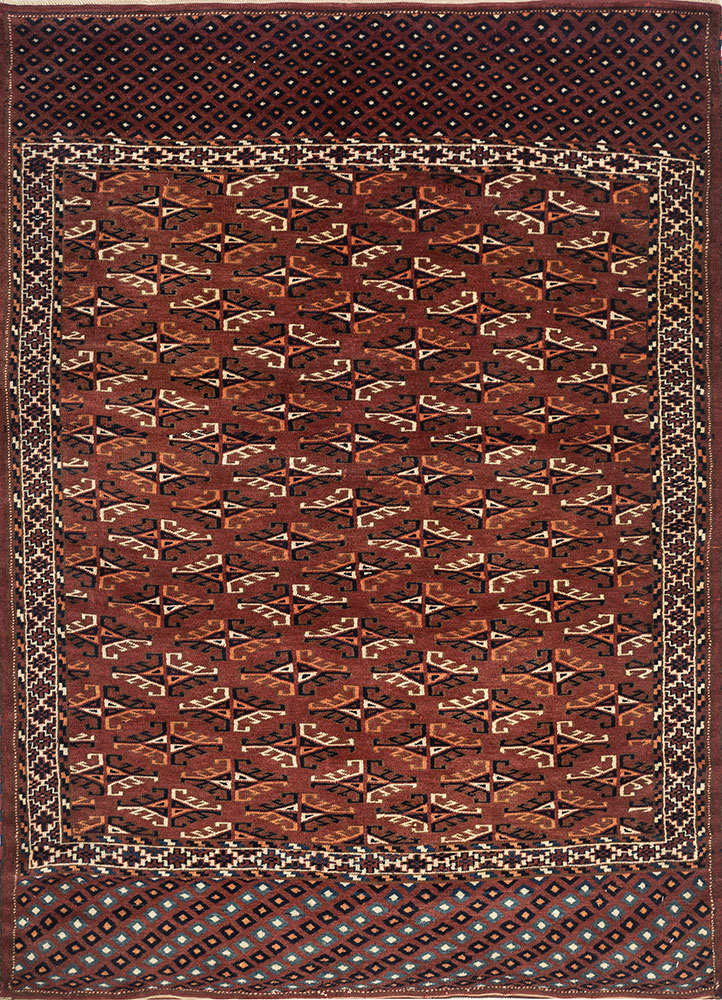 kiaan red and orange wool hand knotted Rug - HeadShot