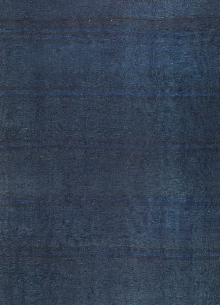 nayaab blue wool flat weaves Rug - HeadShot