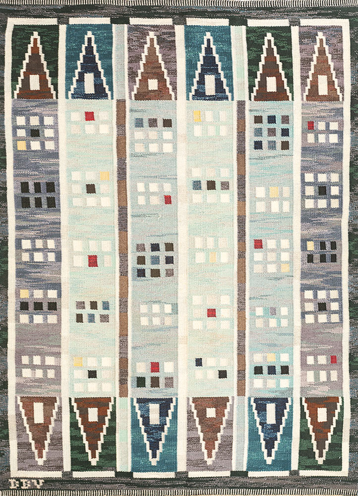 nayaab blue wool flat weaves Rug - HeadShot